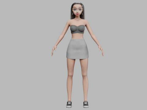 Cartoon classic girl V29331 3D Model