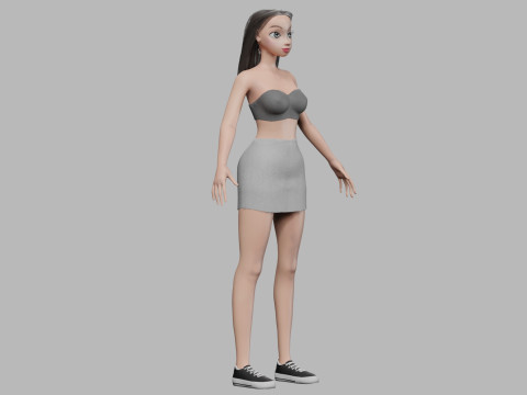 Cartoon classic girl V29331 Modèle 3D