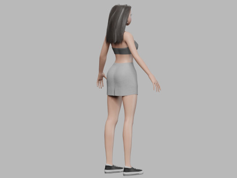Cartoon classic girl V29331 Modèle 3D