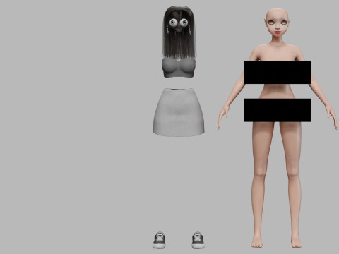 Cartoon classic girl V29331 Modèle 3D