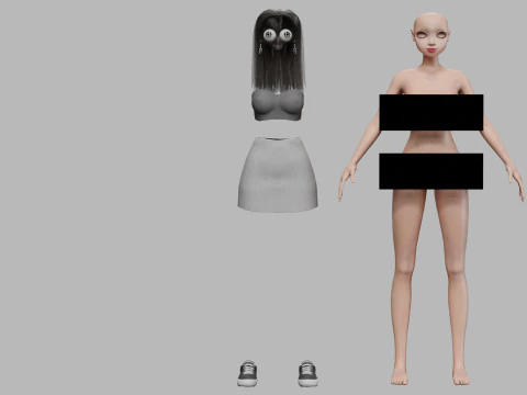 Cartoon classic girl V29331 3D Model