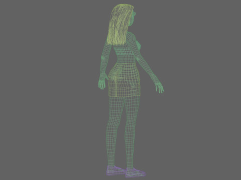 Cartoon classic girl V29331 Modèle 3D