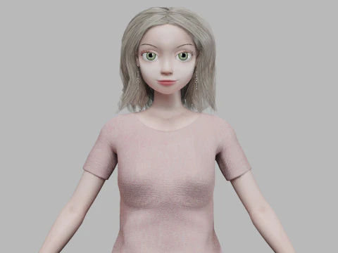 Cartoon cute girl V31343 3D Model