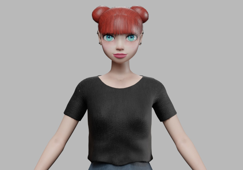 Cartoon pretty girl V22078 3D मॉडल .c4d .max .obj .3ds .fbx .stl .blend 
