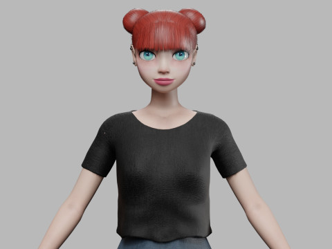 Cartoon pretty girl V22078 3D Model