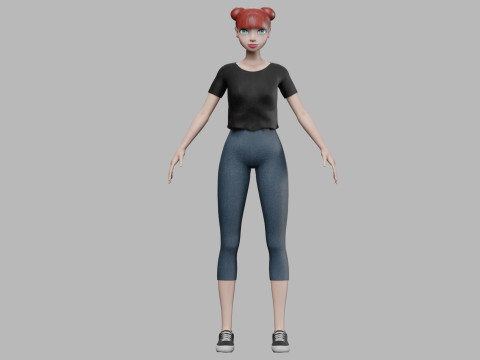 Cartoon pretty girl V22078 3D मॉडल