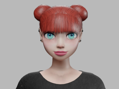 Cartoon pretty girl V22078 3D मॉडल