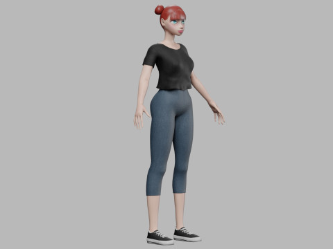 Cartoon pretty girl V22078 3D मॉडल