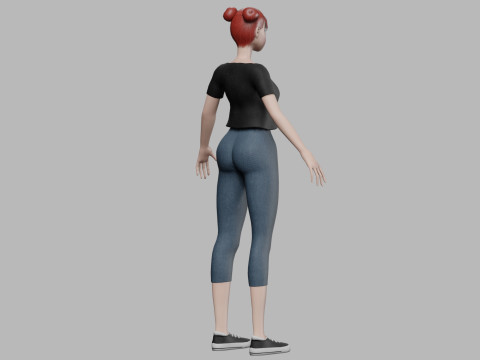 Cartoon pretty girl V22078 3D मॉडल