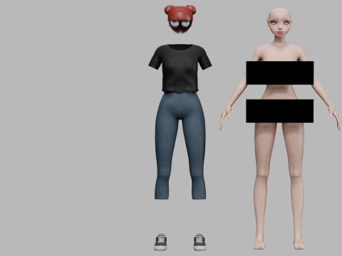 Cartoon pretty girl V22078 3D मॉडल