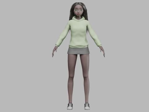 Cartoon standard girl V33172 Modèle 3D