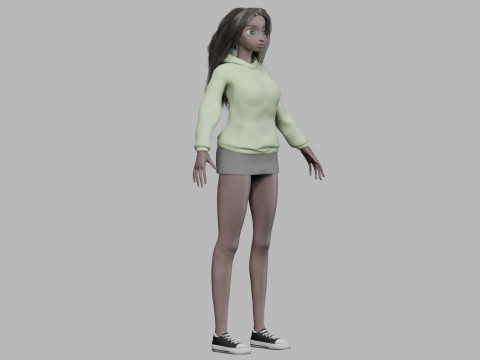 Cartoon standard girl V33172 Modèle 3D