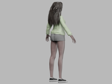 Cartoon standard girl V33172 Modèle 3D
