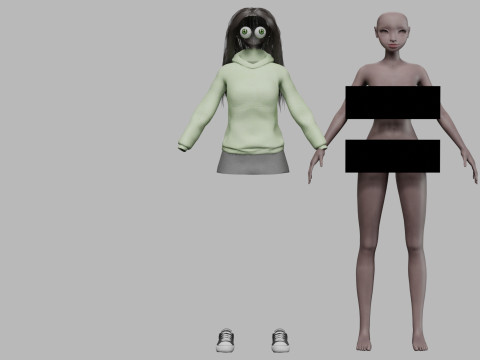 Cartoon standard girl V33172 Modèle 3D