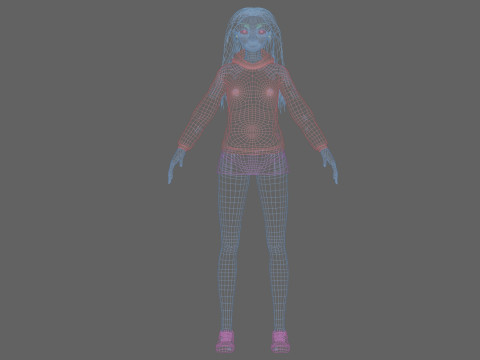 Cartoon standard girl V33172 Modèle 3D
