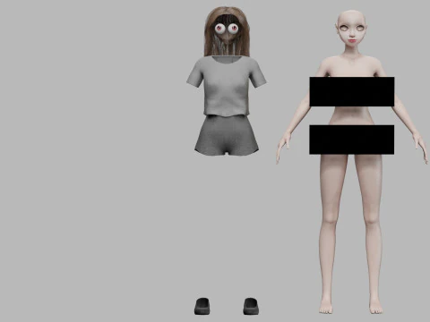Cartoon teen girl V29127 3D Model