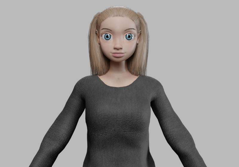Cartoon young girl V21965 Modelo 3D .c4d .max .obj .3ds .fbx .stl .blend 