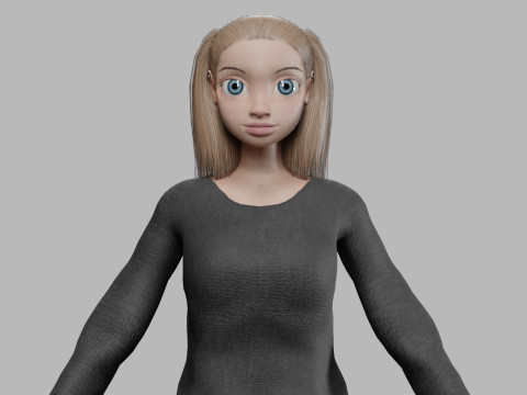 Cartoon young girl V21965 Modelo 3D