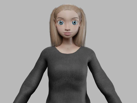 Cartoon junges M&auml;dchen V21965 3D Modell