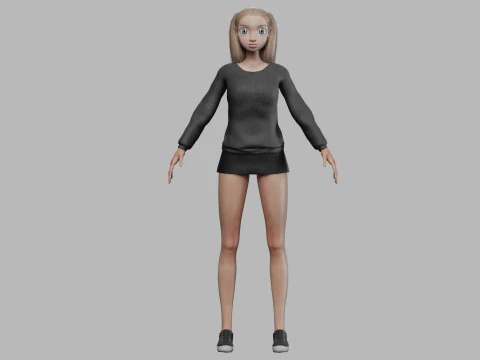 Cartoon young girl V21965 3D Model