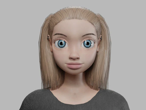 Cartoon young girl V21965 3D Model