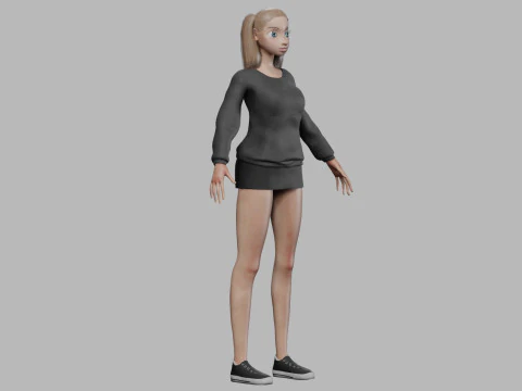 Cartoon young girl V21965 3D Model