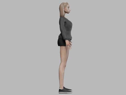 Cartoon young girl V21965 3D Model