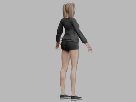 Cartoon young girl V21965 3D Model