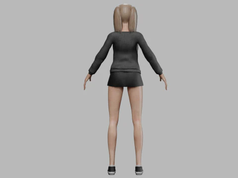 Cartoon young girl V21965 3D Model