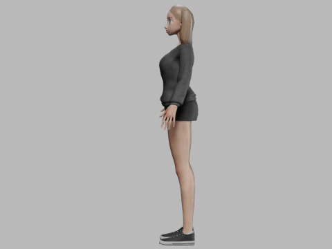 Cartoon young girl V21965 3D Model