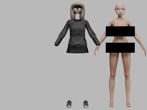 Cartoon young girl V21965 3D Model