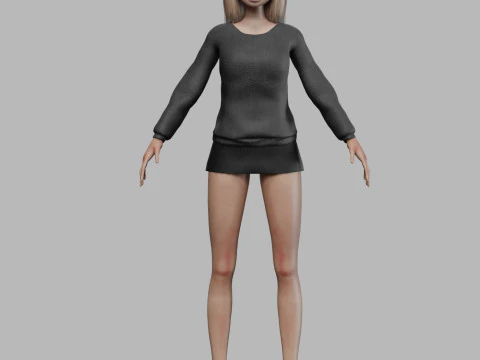 Cartoon young girl V21965 3D Model