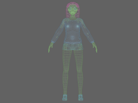 Cartoon young girl V21965 Modelo 3D