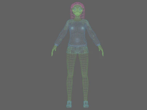 Cartoon young girl V21965 3D Model