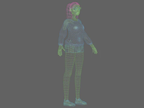 Cartoon young girl V21965 3D Model