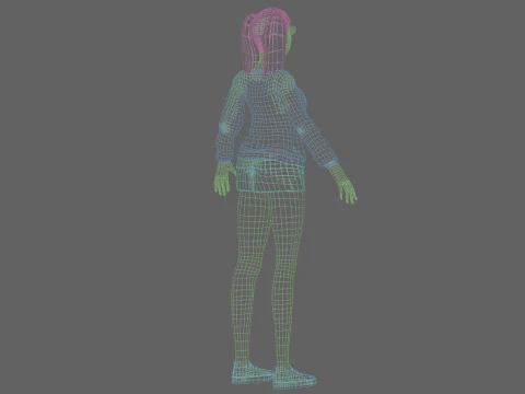 Cartoon young girl V21965 3D Model