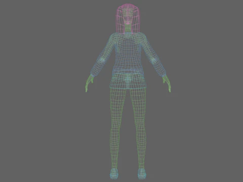 Cartoon young girl V21965 3D Model