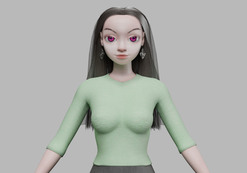Classic cartoon girl V32432 3D Модель .c4d .max .obj .3ds .fbx .stl .blend 