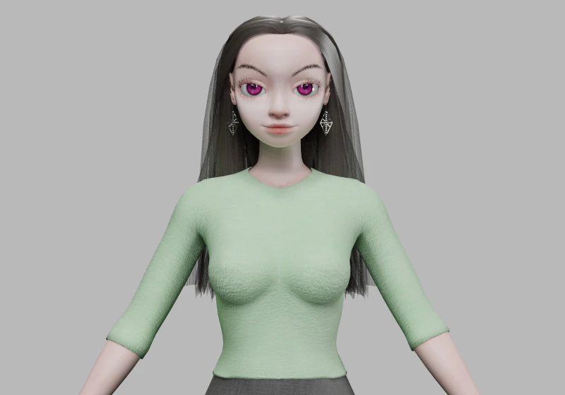 क्लासिक कार्टून गर्ल V32432 3D मॉडल .c4d .max .obj .3ds .fbx .stl .blend 