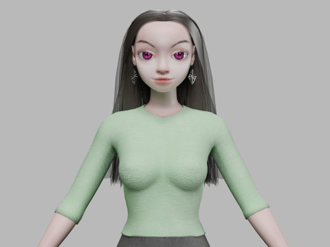Classic cartoon girl V32432 3D 모델