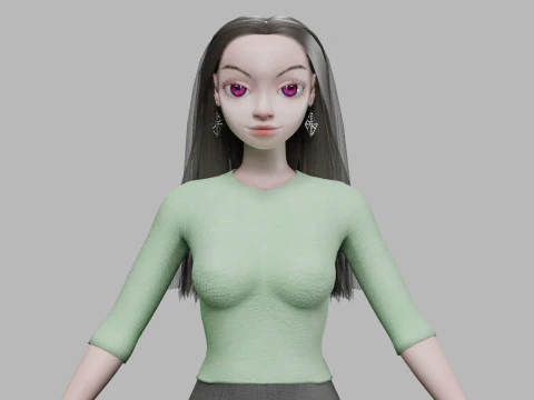 क्लासिक कार्टून गर्ल V32432 3D मॉडल