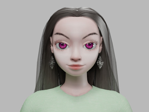 Classic cartoon girl V32432 3D Модель