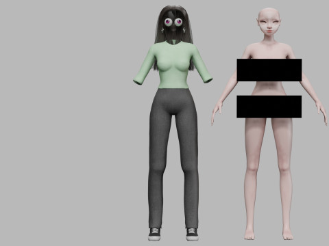 Classic cartoon girl V32432 3D Модель