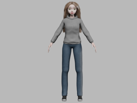 Classic young girl V34728 3D 模型