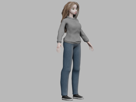 Classic young girl V34728 3D 模型