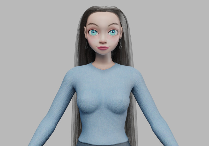 Cool cartoon girl V28787 3D मॉडल .c4d .max .obj .3ds .fbx .stl .blend 