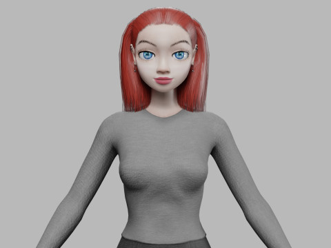 Cute cartoon girl V19992 3D 모델
