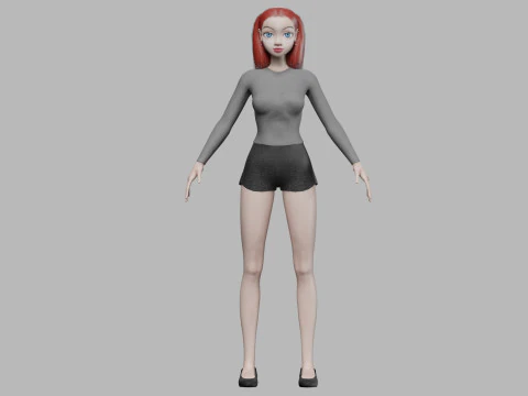 Cute cartoon girl V19992 3D Model