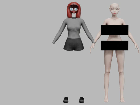 Cute cartoon girl V19992 3D Model