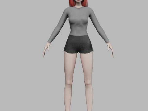 Cute cartoon girl V19992 3D Model